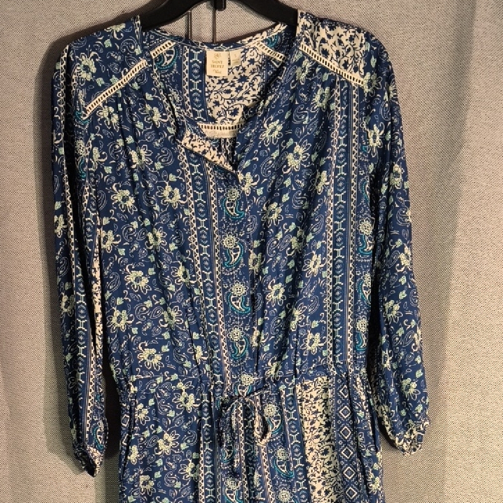 Blue Floral Bohemian Dress